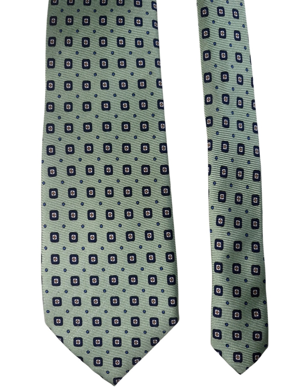 Jos. A. Bank 100% Silk Green Navy Geometric Polka Dot Men's Designer Tie